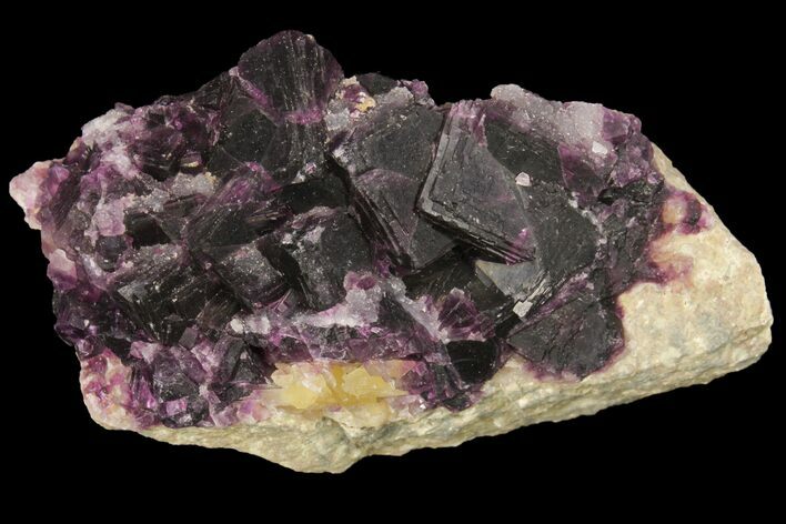 Dark Purple Cubic Fluorite and Quartz - China #94308
